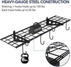 FLEXIMOUNTS 1-Pack 1x4 ft Garage Wall Shelving, Include 6 Bike Hooks, Black - Image 4
