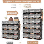 ROJASOP Portable Shoe Rack Organizer, 72 Pairs Covered Shoe Rack Shoe Organizer for Closet Entryway 12-Tier Shoe Storage Cabinet Space Saver Closed Shoe Organizer Cabinet with Doors - Image 4