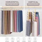 MORALVE Pants Hangers Space Saving - European Beechwood Scarf and Jean Hangers - Closet Organizer and Space Saver Pant Rack, Leggings Hanger, and Scarf Holder with 360° Swivel Hook (1 Pack) - Image 4