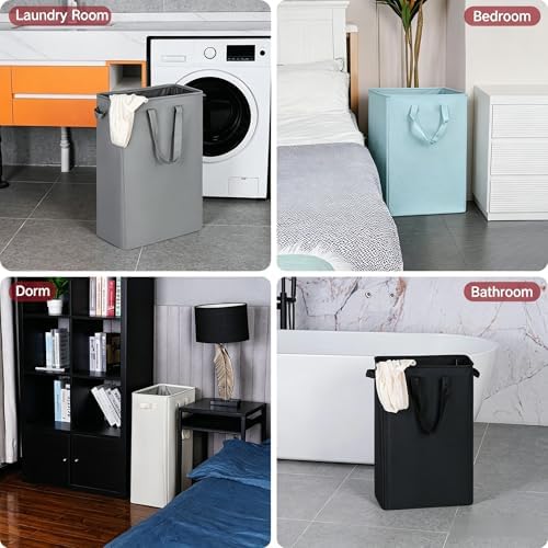 efluky Slim Laundry Basket, Narrow Laundry Hamper with Handles, Collapsible Dirty Clothes Hamper, Tall Laundry Bin for Laundry Room, Dorm and Bedroom, 19.8 Gallon (75L) Sky Blue - Image 6
