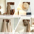QUELLANCE Wooden Coat Hooks Wall Mounted, Coat Rack Hanger Wall Mount with 4 Hooks, Heavy Duty Coat Hooks for Hanging Coats/Keys/Hats/Robe&Towels/Plants/Bags, Home Decor Gift, Walnut - Image 5