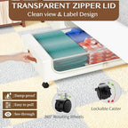 Under Bed Storage with Wheels, UnderBed Storage Containers with Clear Lid and Handles, XXL 60L Under the Bed Storage Bins Drawers for Clothes,Blankets,Shoes,Books (WHITE, 2 PACK) - Image 4