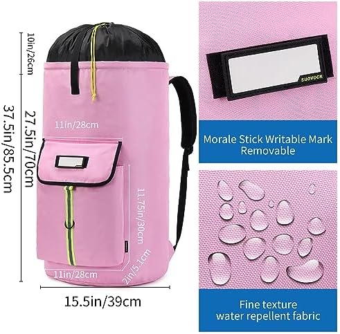 laundry bag backpack,extra-large heavy duty laundry bags,laundry backpack for college students,drawstring closure (Light Pink Laundry Bag) - Image 3