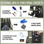 Rolling Cleaning Caddy Bag with Detachable Trolley, Large Cleaning Supplies Organizer with Wheels, Multi-Pocket Cleaning Cart with Adjustable Shoulder Strap for Housekeepers & Home Use, Armygreen - Image 2