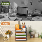 FANXIYQ 4-Tier Acrylic Paper Tray Organizer, Brown Office Paper Organizer - Image 7