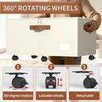 Foyego Shoe Organizer for Closet, Shoe Storage with Wheels, Beige - Image 3