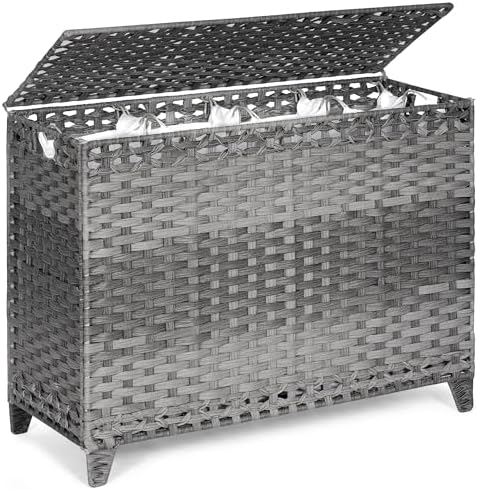 Laundry Hamper with 4 Removable Liner Bags, 176L Laundry Sorter with Lid by Hermina