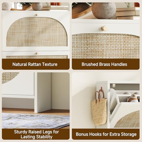 Nicetree Shoe Cabinet Storage for Entryway Slim 9.5" Freestanding Floor Base Shoe Storage Cabinet, 3 Flip Drawers with 3-Position Adjustable Divider, Holds 16-36Pairs, Bright White - Image 7
