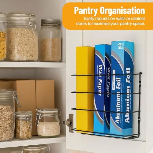 Evelots Kitchen Wrap & Food Bag Organizer Wall/Cabinet Mount, 4-Pack, Black - Image 7