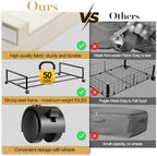 Yecaye 60L Under Bed Storage with Wheels, 4 Pack, Beige | 360° Rolling Wheels, Clear Lids & Label, Reinforced Handle, Rolling Metal Drawers for Clothes, Blankets, Shoes in Bedroom - Image 3