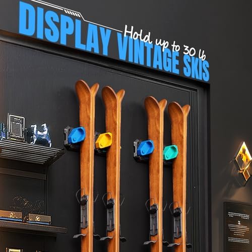 Ski & Snowboard Wall Rack for Garage - Fits Any Ski/board, Damage-Free Storage, Blue, 4 Pack - Image 4