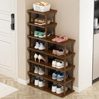AFOORD Vertical Shoe Rack-Tall Narrow Shoe Rack Organizer for Small Spaces,12Tier Bamboo Shoen Shelf for Entryway,Closet,Corner,Doorway,Skinny Shoe Shelf Space Saving Shoe storage,Free Stackable DIY by AFOORD