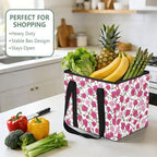 Trunk Organizer Collapsible Car Organizer with Handle Car Storage Box Bin for Groceries SUV Utility Tote Bag Portable Vehicle Container Pink Carnation Cluster Petal - Image 5