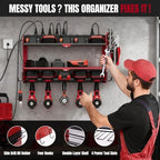 Modular Power Tool Organizer Wall Mount with Charging Station, 3-Layer Heavy Duty Drill Holder Rack & 8-Outlet Power Strip for Garage Workshop Storage - Image 5