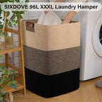 Laundry Hamper 96L Extra Large Laundry Basket, Woven Blanket Basket - Image 2