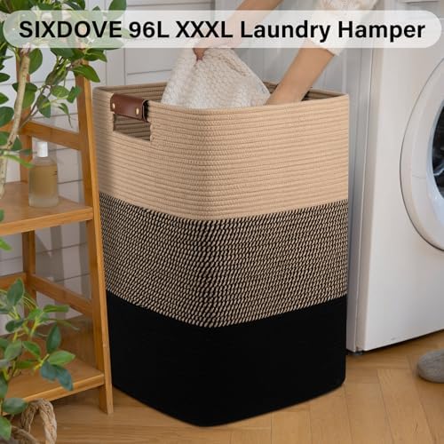 Laundry Hamper 96L Extra Large Laundry Basket, Woven Blanket Basket - Image 2