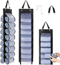 DHSFKBE Legging Organizer Storage - 2PCS T Shirt Organizer, Hanging Closet Organizers and Storage with 16 Roll Independent Compartments for Yoga Pants, Towel, Bathing Suit (Black) by DHSFKBE