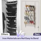 SWTYMIKI Over the Door Shoe Organizer - Adjustable 4 Tier Hanging Shoe Rack Organizer, Metal Heavy Duty Behind Door Storage or Wall Mount Shoes Shelf for Flats, Heels, Sneakers, Boots, Silver - Image 6