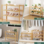 Smiry Bamboo Shoe Rack, 8 Vertical Slats, 6 Tier - 17.3" Wide, Natural - Image 5