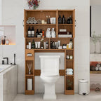 Vabches Over The Toilet Storage Cabinet with 3 Barn Doors.Light Walnut - Image 5