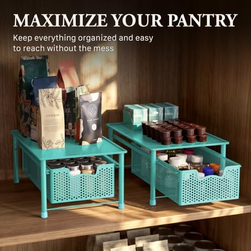 Simple Houseware Stackable Cabinet Basket Drawer Organizer, Turquoise - Image 7