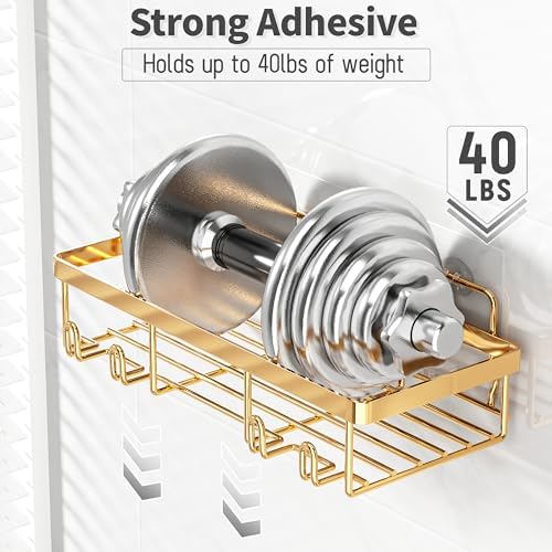 Liuoud 5 Pack Shower Caddy for Inside Shower, Gold Bathroom Storage Decor - Image 4