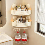 Corner Shower Caddy Bathroom Organizer（2-Pack Cream White）,No-Drilling Aluminum Suction Cup Corner Shower Shelf with Towel Bar & Hooks,Detachable and Reusable Bathroom and Kitchen Storage - Image 4