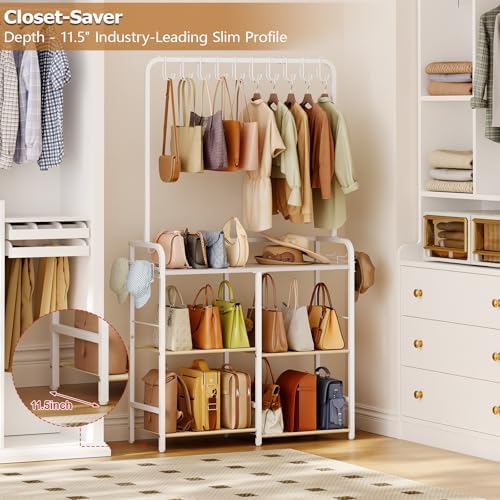 Large Capacity 3-Tier Purse Organizer for Closet, Double-Row Rack, 16 Hooks - Image 5
