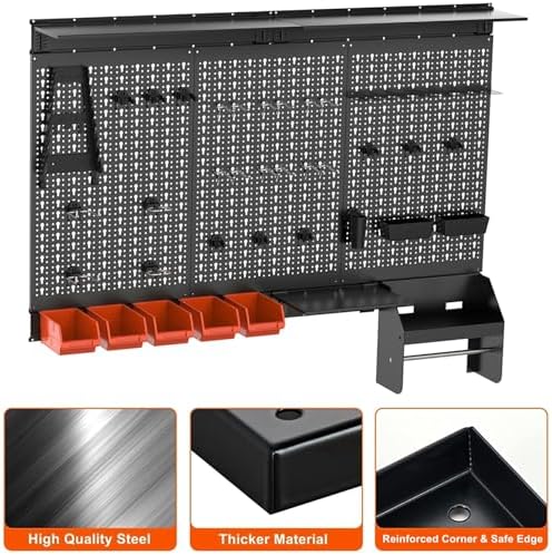 TORACK Metal Pegboard Wall Organizer 24x48 in, Tool Storage Pegboard, Black - Image 5