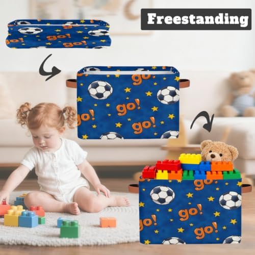 Soccer Storage Basket Toy Storage Bins Collapsible Cube Organizer - Image 3