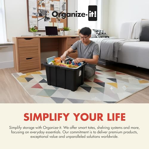 ORGANIZE-IT! 8 Pack 6 Slot Tote Dividers, Durable Plastic Stationery Customizable Organizers for 27 Gallon Storage Containers, Yellow - Image 5