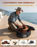 Marscamd Vegan Leather Hat Box, Fits 4 Cowboy or Wide-Brim Hats, Black - Image 2