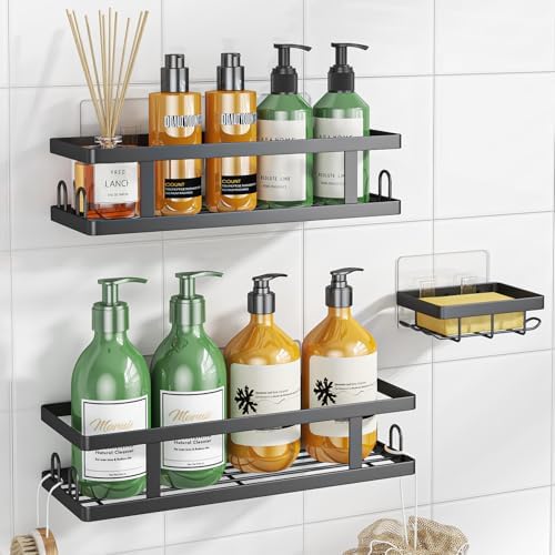 Youvip Adhesive Shower Caddy, Black, 3 Pack by YOUVIP