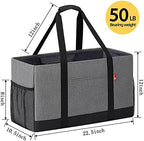 Extra Large Utility Tote Bag, Foldable Reusable Grocery Bags with Metal Wire Frame & Reinforced Bottom Board, Stand Up Large Utility Tote for Shopping, Beach Bag, Laundry, Car (Grey) - Image 4