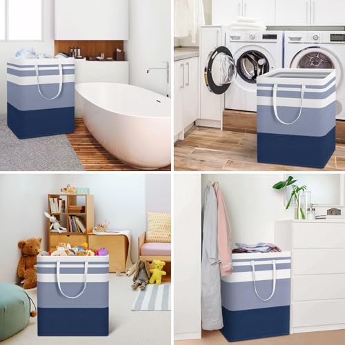 HomeHacks 2-Pack Large Laundry Basket, Waterproof, Freestanding Laundry Hamper, Collapsible Tall Clothes Hamper with Extended Handles for Clothes Toys in the Dorm and Family (Blue, 125L) | Waterproof, Freestanding, Collapsible Clothes Hamper with Reinf... - Image 6