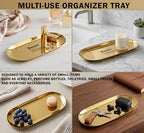 Oval Gold Catchall Tray Set of 2, Stainless Steel, 7x3 Inch, Vanity and Decorative Tray, Rust Resistant, Stackable, Modern Polished Finish, Bathroom and Entryway Organizer - Image 4