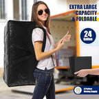 Cosy Family 8 Pack Heavy Duty Extra Large Moving Bags with Backpack Straps - Strong Handles & Zippers, Storage Totes For Space Saving, Fold Flat, Alternative to Moving Box (Set of 8, Black) - Image 7