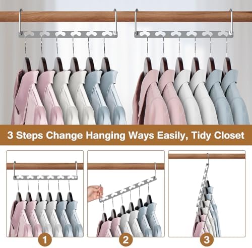 Space Saving Hangers for Clothes 6 Pack, Sturdy Metal Hangers Wardrobe Organizer, Magic Cascading Hanger, Closet Space Saver Closet Organizers and Storage - Image 3