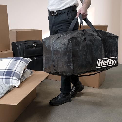 Hefty Moving Bag – Extra Large Double Zipper Backpack – Heavy Duty, Water Resistant, Foldable, Reusable Packing & Storage Tote with Shoulder Straps for Garage and Basement Organization – 2 Pack - Image 6