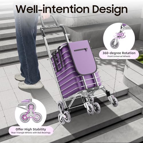 Folding Shopping Cart with Wheels 88 lbs Capacity Portable Grocery Cart Foldable Utility Cart with Storage Bag for Market Outdoor - Image 4