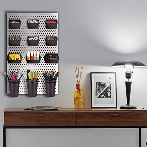Pegboard Bins Cups with Hooks & Loops 12 Pack Peg Board Organizer (Black) - Image 6