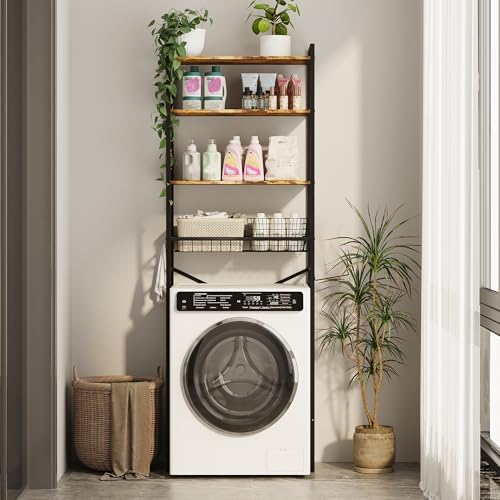 Gizoon Over-The-Toilet Storage Rack with Adjustable Shelf and Basket, 4-Tier Freestanding Space Saver Bathroom Shelves Above Toilet for Room - Image 6