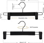 GUANJUNE 10 Pack Clothes Pants Hangers, Space-Saving Skirt Holders with 360 ° Swivel Hooks, Adjustable Clips, Trouser Coat Garment Jeans Black - Image 3