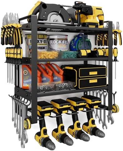 4-Tier Power Tool Organizer Wall Mount, 200LBS Capacity, 4 Drill Holders by Jusgym