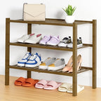 Smiry Bamboo Shoe Rack, 14 Vertical Slats, 3 Tier - 26.8" Wide, Walnut by Smiry