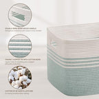 72L Large Woven Laundry Basket Hamper with Handles, Green - Image 5