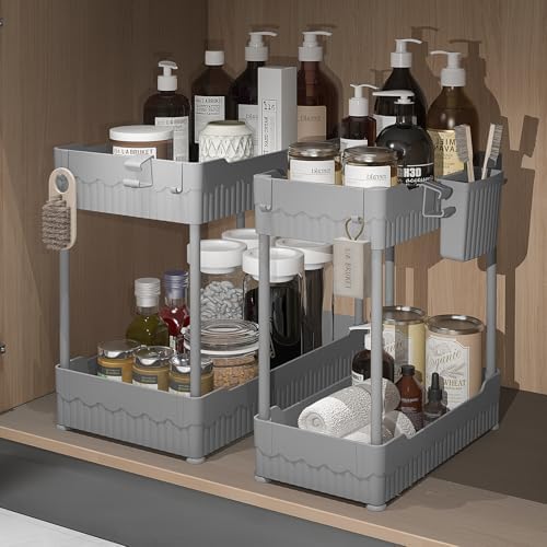 Sevenblue 2-Pack Under Sink Organizer with Hooks & Hanging Cup for Kitchen by Sevenblue