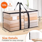 BlissTotes Moving Bags, 125L 6-Pack Storage Bags, Moving Boxes | Moving Box Heavy Duty Extra Large, Moving Totes with Zipper, Large Packing Bag with Reinforced Handles, Packaging Moving - Image 2