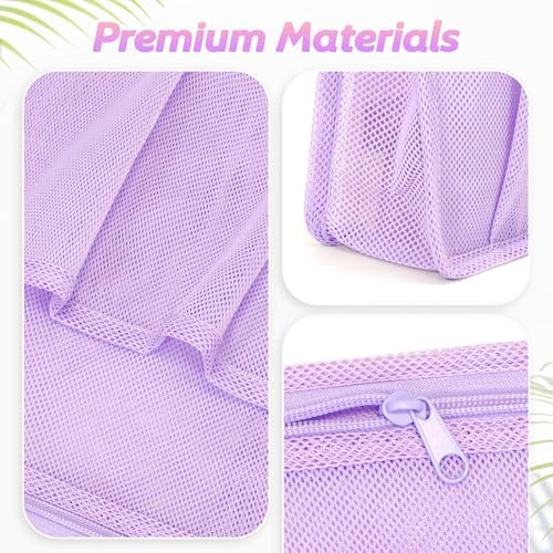 famichan Portable Mesh Shower Caddy, Gym Travel Camp Dorm Room Essentials for College Student Girl, Purple Bathroom Shower Bag - Image 3