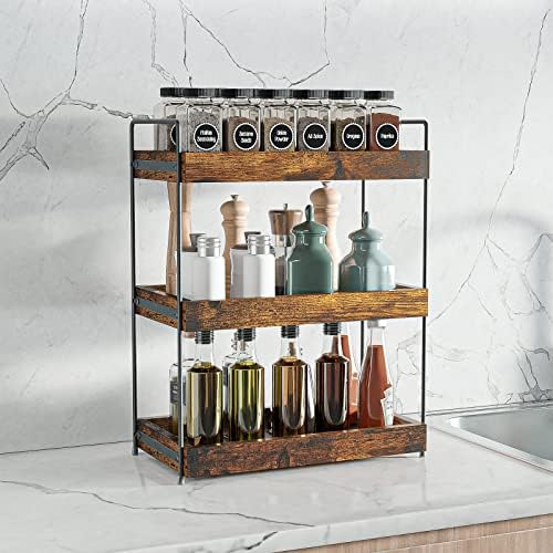 3-Tier Wood Bathroom Counter Organizer, Kitchen Spice Rack - Image 4